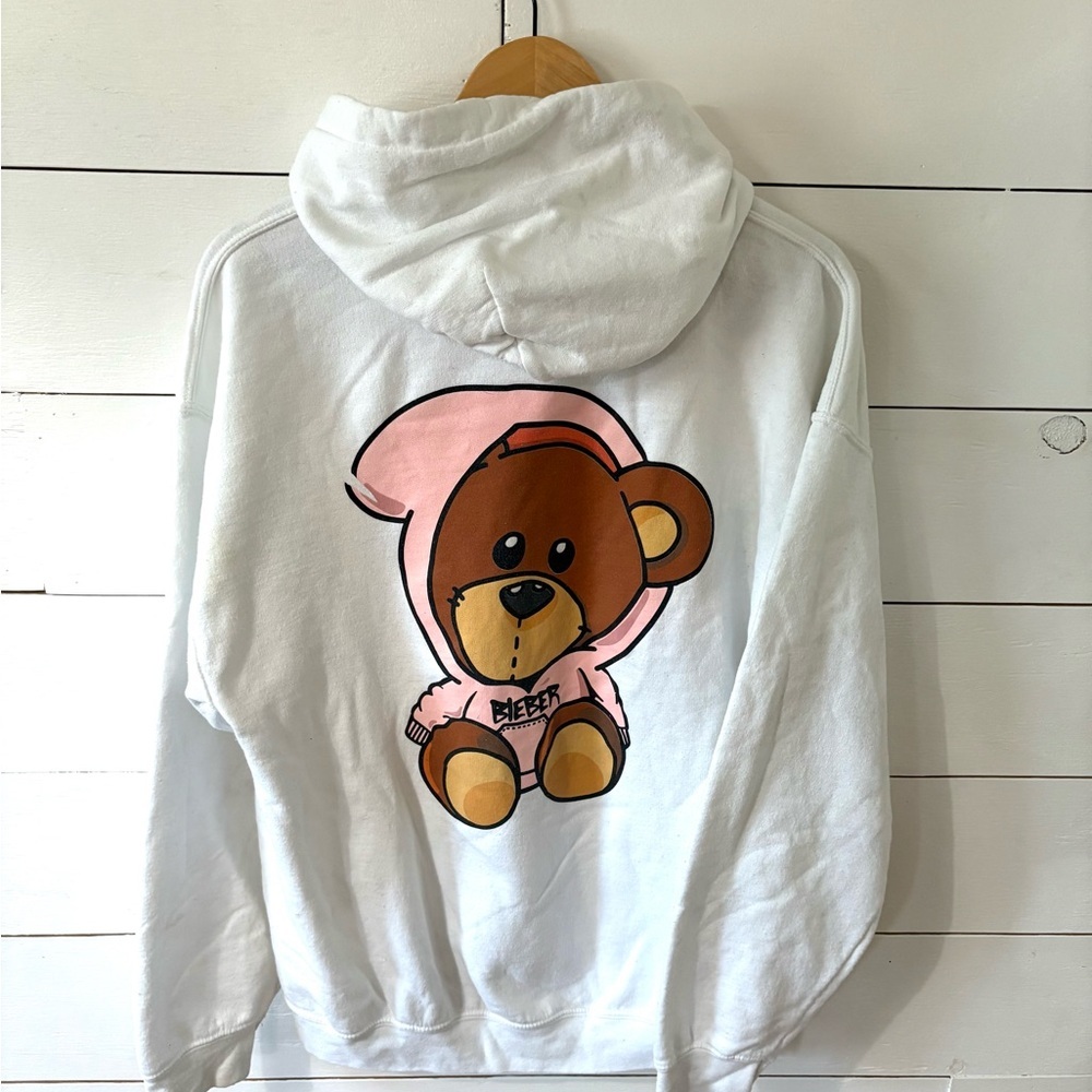 Justin Bieber White Hoodie with Black Graphic - Picture 4 of 4